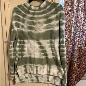 Tie dye green and white cotton sweater
